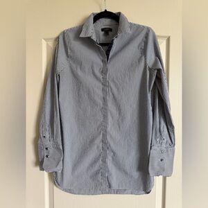 J. Crew Blue and White Striped Button-Down Shirt